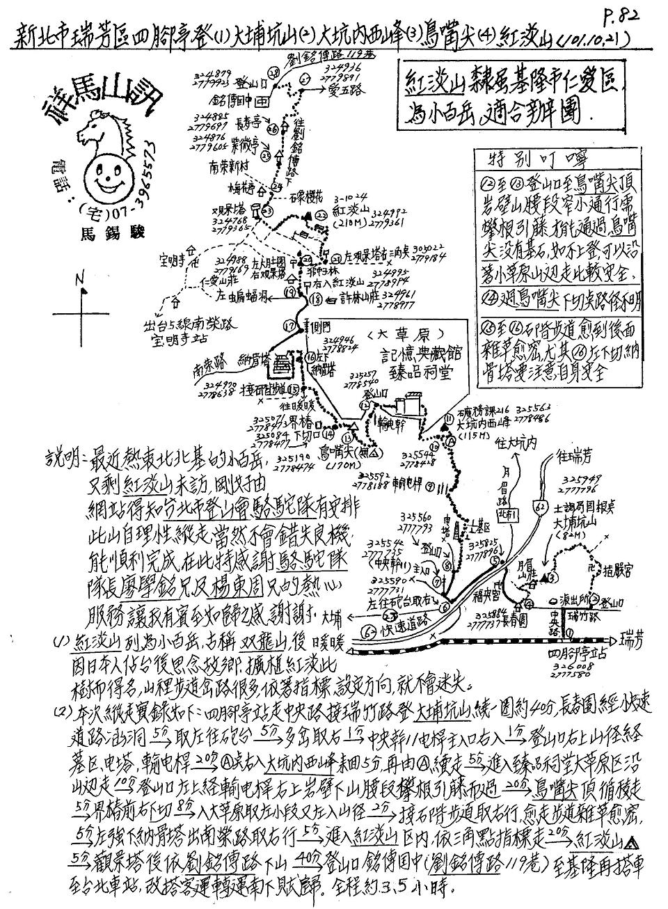 十四82新北市瑞芳區四腳亭登(1)大埔坑山(2)大坑內西峰(3)鳥嘴尖(4)紅淡山