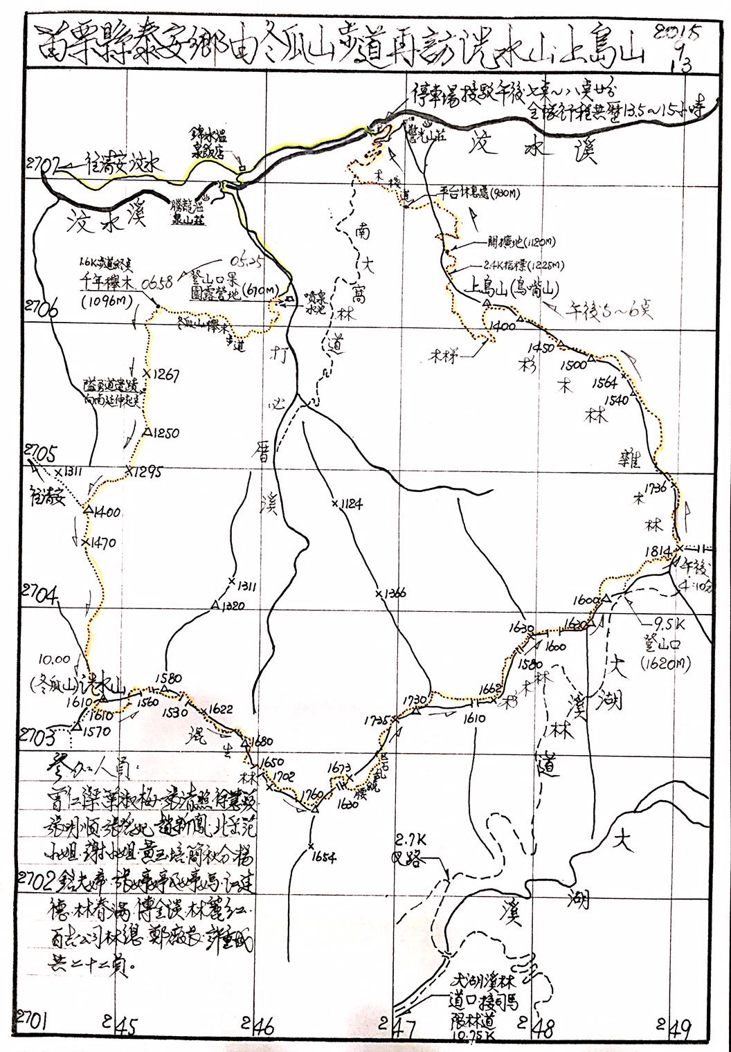20150913苗栗縣泰安鄉由冬瓜山步道再訪洗水山上島山 登山補給站