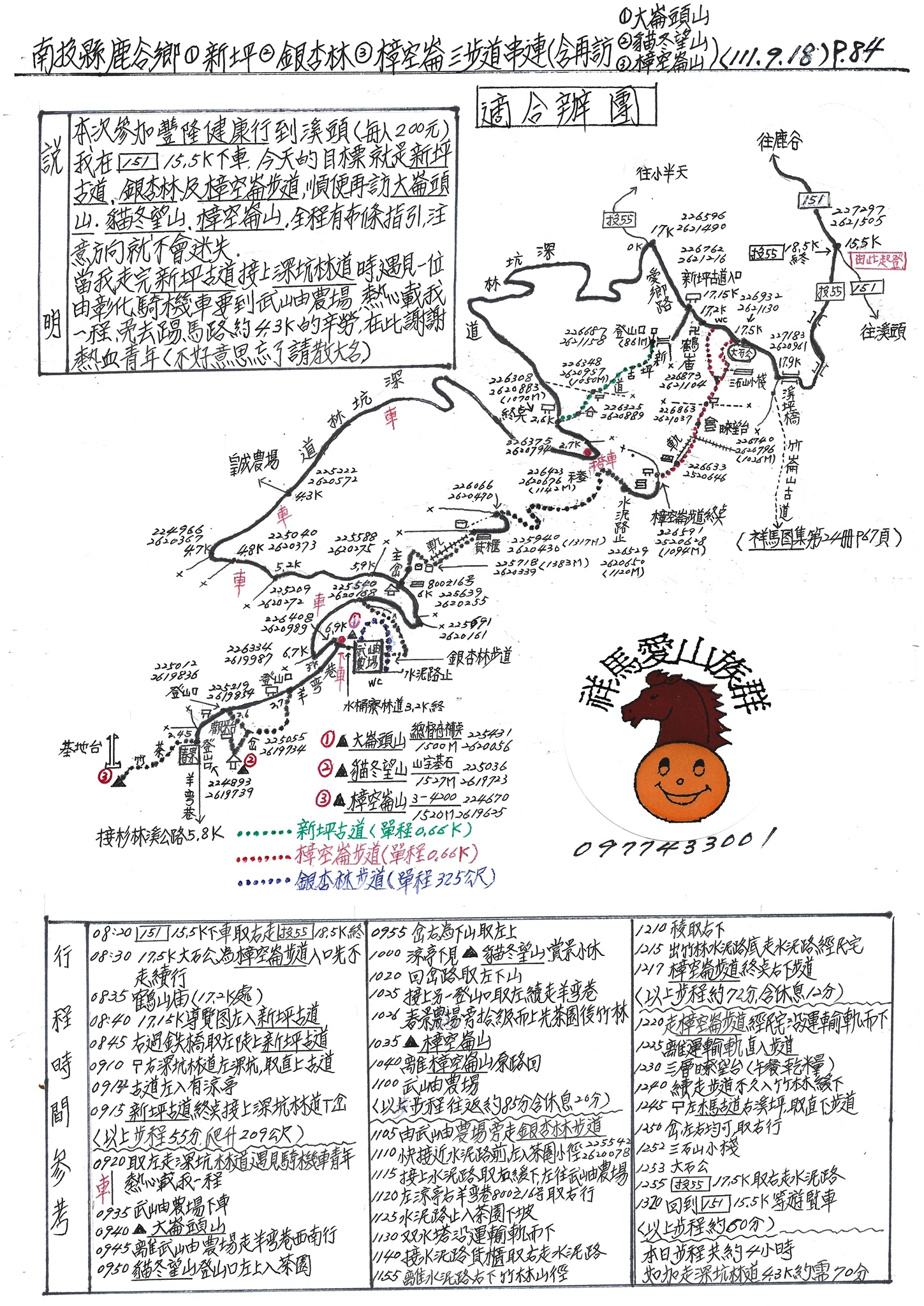 二十四84南投縣鹿谷鄉1新坪2銀杏林3樟空崙三步道大串連 含再訪1大崙頭山2貓冬望山3樟空崙山 登山簡訊