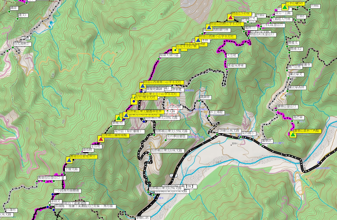 帽盒山西南南、帽盒山西南、帽盒山西鞍、加那桃山東北北、加那桃山東北與拉庫步道-新竹基石巡禮篇