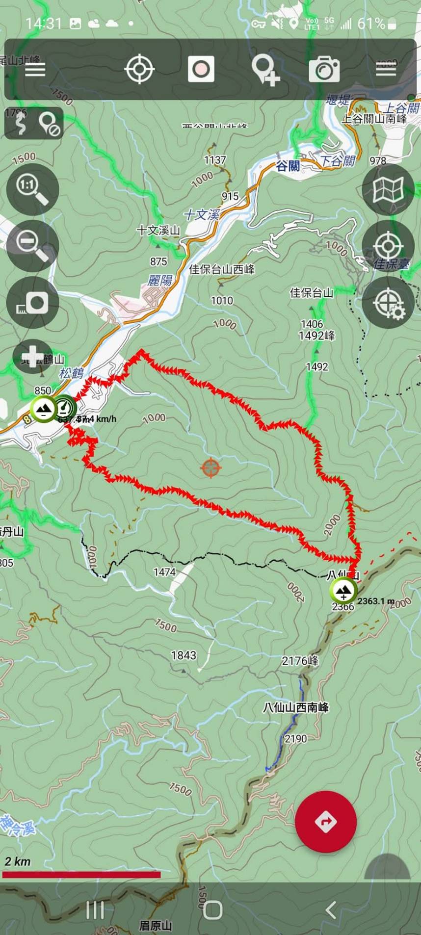 20221213搭公車至松鶴橋登八仙山流籠頭線上,傳統路線下O行