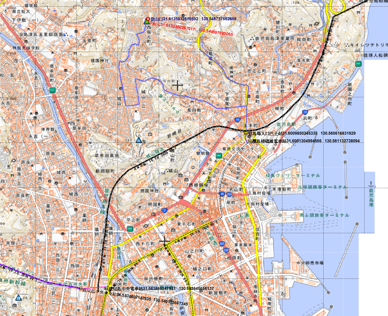 日本九州觀光鐵道列車自由行（三）：熊本經鹿兒島到宮崎；順訪河原町、花岡山、田上、坂元、大淀小学校、太田等基石   