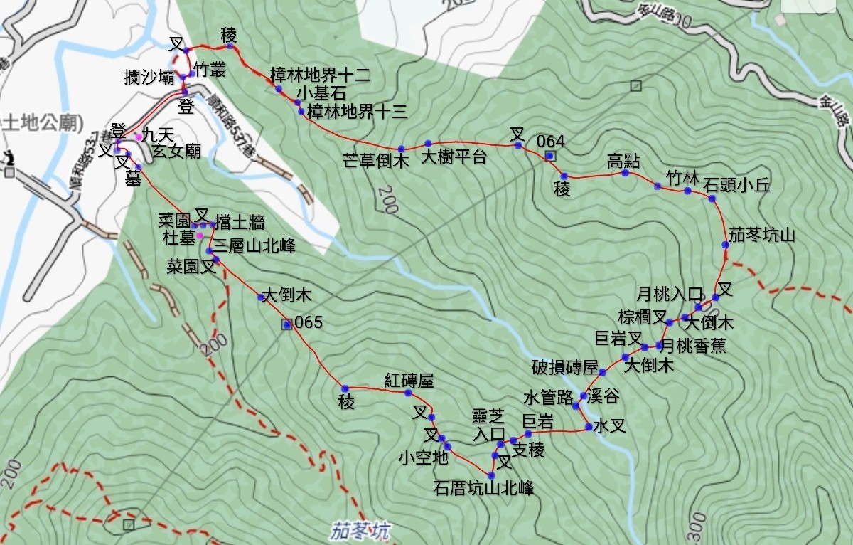 茄苳坑山西峰.茄苳坑山.石厝坑山北峰.三層山北峰