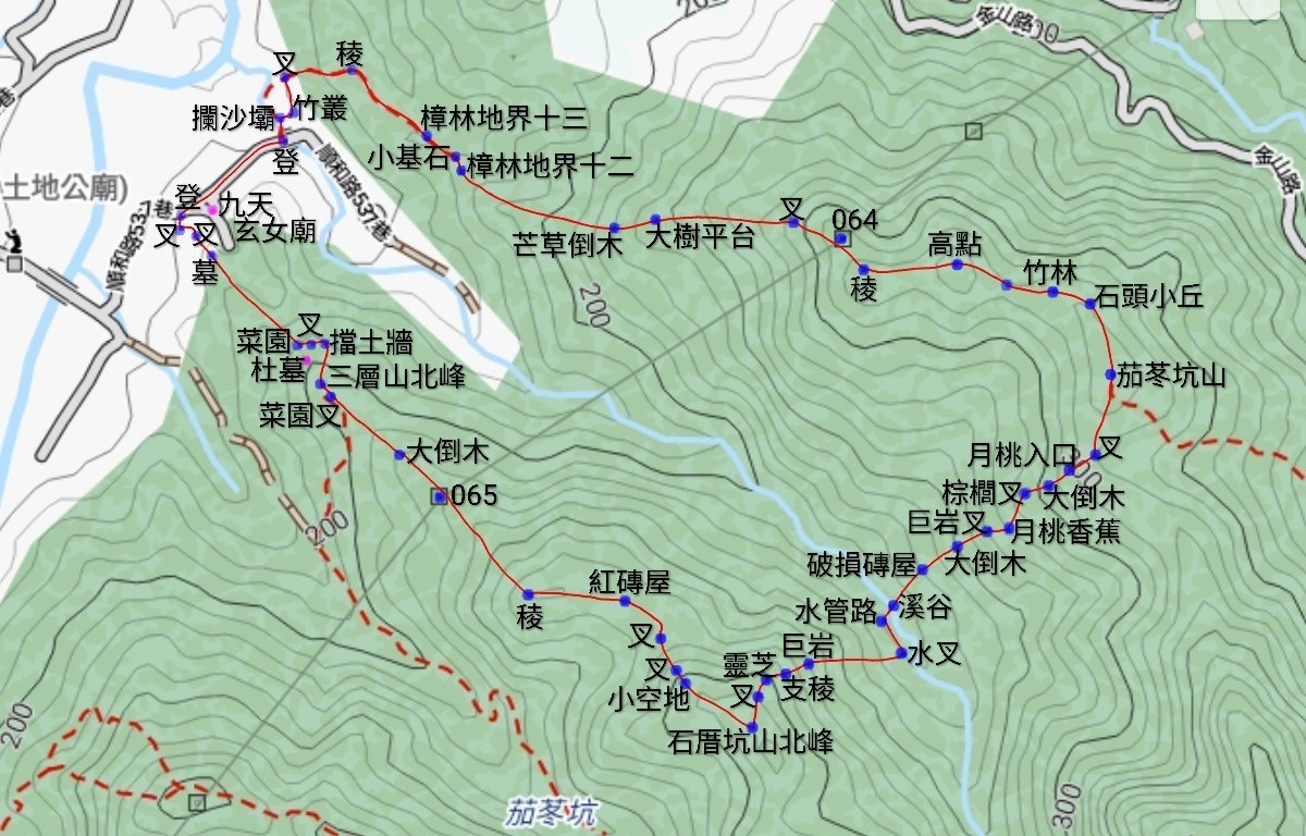茄苳坑山西峰.茄苳坑山.石厝坑山北峰.三層山北峰